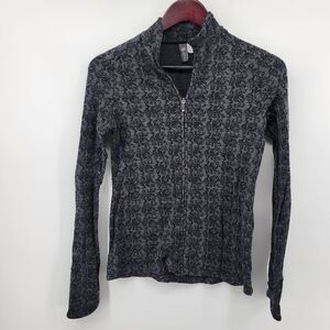 Ibex Merino Wool Gray Patterned Zip-Up Jacket Size Small